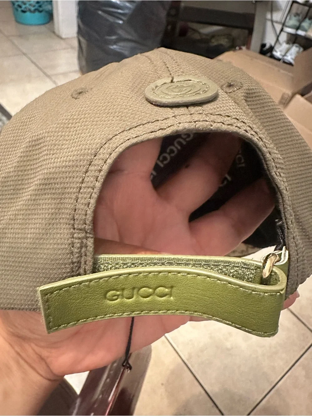 Gucci Olive Green Embroidered Logo Cap